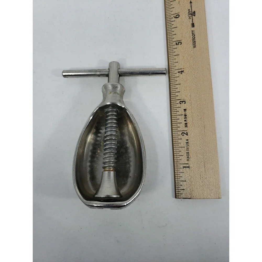 Vintage Nut Cracker Screw Type T-Handle Pineapple Shaped All Metal HMQ Style